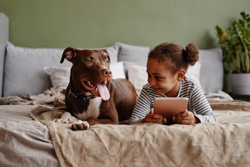 Naturalistic Bedroom w Child and Dog
